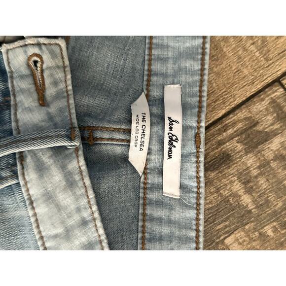 Sam Edelman Women's Blue Striped The Chelsea Wide Leg Crop Jeans Size 28 - Picture 5 of 7